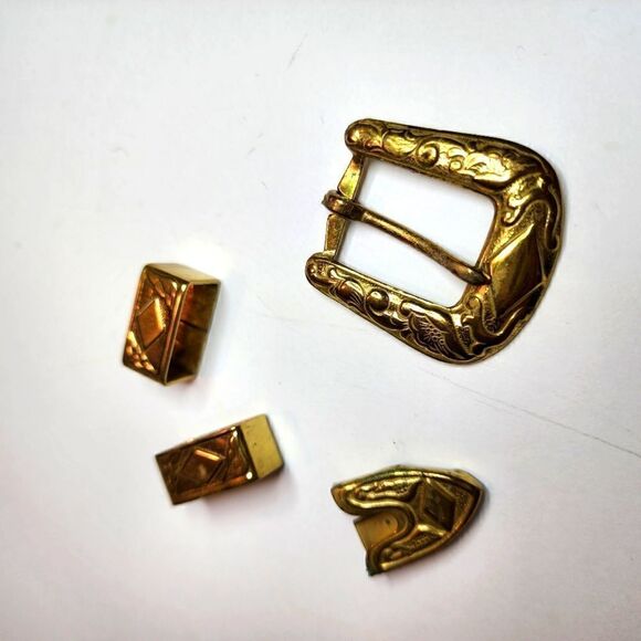 Brass Belt Buckle and Accessories - Picture 1 of 7